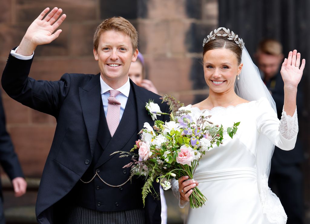 The Duke of Westminster and his wife Olivia leave Chester Cathedral