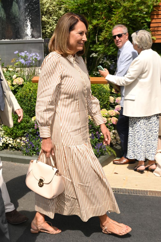Carole Middleton wearing striped shirt dress 