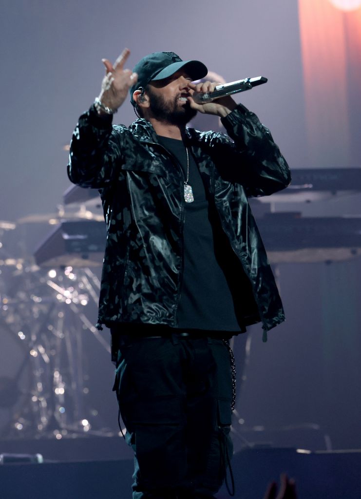 Eminem performs on stage during the 2024 MTV Video Music Awards