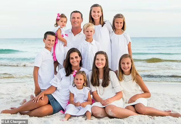Philip Rivers with his wife and eight of his children
