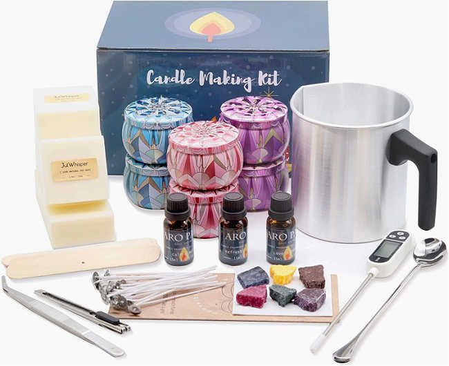 Soy Candle Kit With CRYSTALS, DIY Candle Making Kit for Beginners, Craft Kit  for Adults, Christmas Gift, New Year Gift Ideas, Xmas Present 