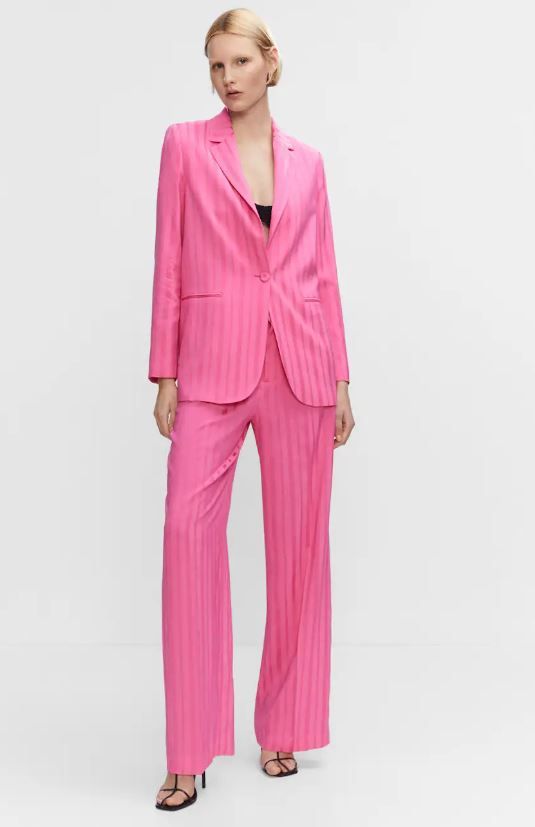 mango pink striped suit 