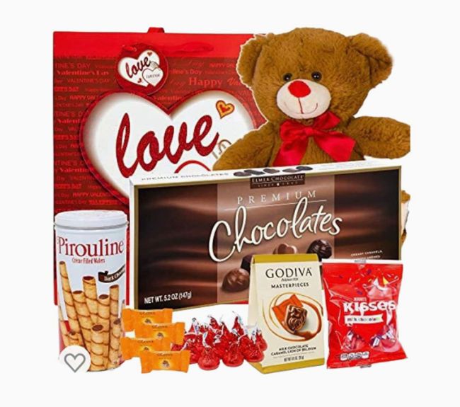 bear and chocolates gift basket on amazon