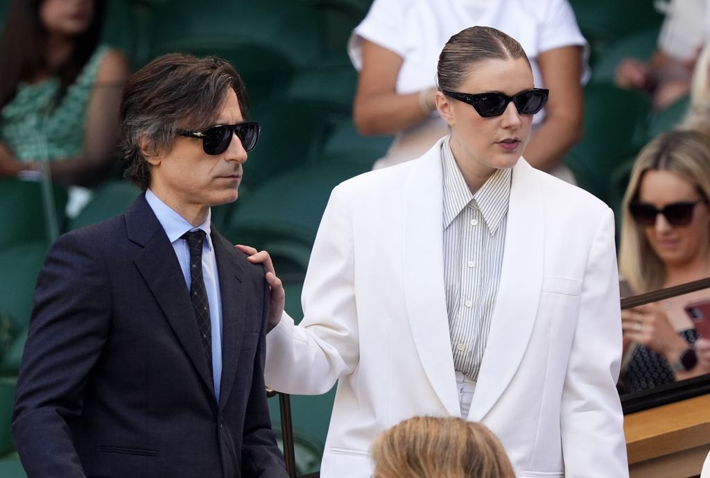 greta gerwig in white jacket at wimbledon