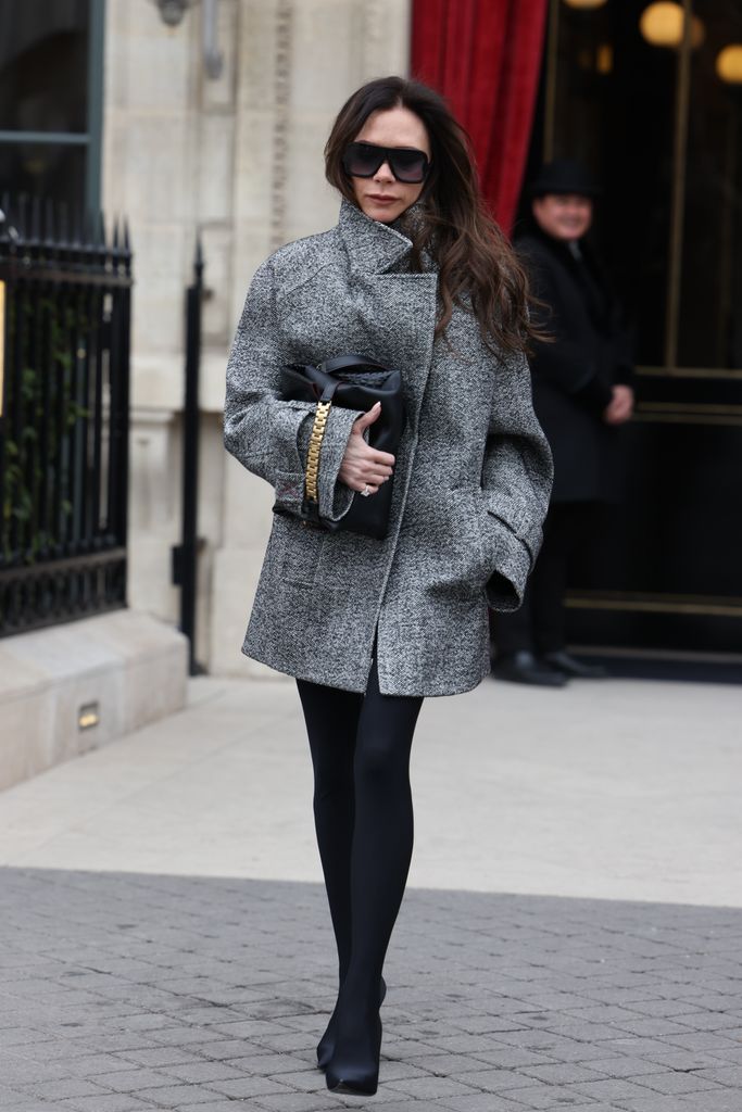 Victoria Beckham is seen leaving her hotel on March 05, 2023 in Paris, France. (Photo by Pierre Suu/GC Images)