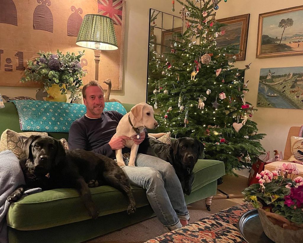ben fogle at home on sofa dogs 
