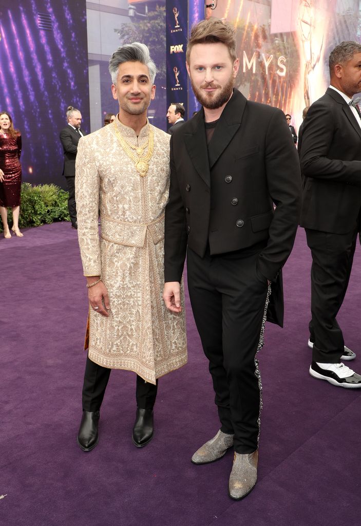 Tan France and Bobby Berk attend FOXS LIVE EMMY RED CARPET ARRIVALS during the 71ST PRIMETIME EMMY AWARDS airing live from the Microsoft Theater at L.A. LIVE in Los Angeles on Sunday, September 22 (7:00-8:00 PM ET live/4:00-5:00 PM PT live) on FOX. (Photo by FOX Image Collection via Getty Images)