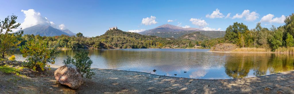 The €4,500,000 castle has breathtaking views of Pistono lake