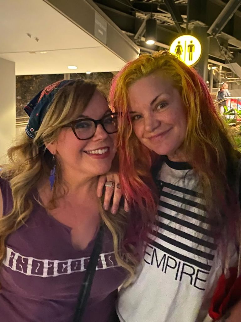 Pauley Perrette and Kirsten Vangsness pose for a selfie at an Indigo Girls at one of their concerts, shared on Instagram