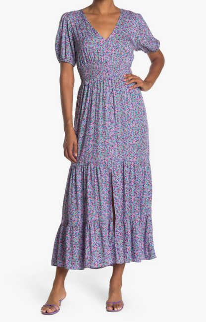 nordstrom rack floral dresses kate middleton purple print smocked