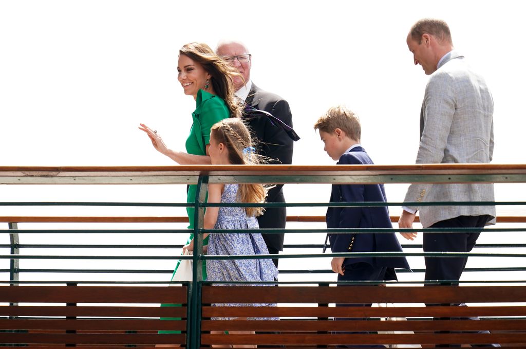 The Prince and Princess of Wales arriving at Wimbledon with Princess Charlotte and Prince George