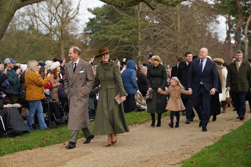 he Duke and Duchess of Edinburgh, Zara Tindall, Lena Tindall and Mike Tindall attending the Christmas Day morning church service at St Mary Magdalene Church in Sandringham, Norfolk. 