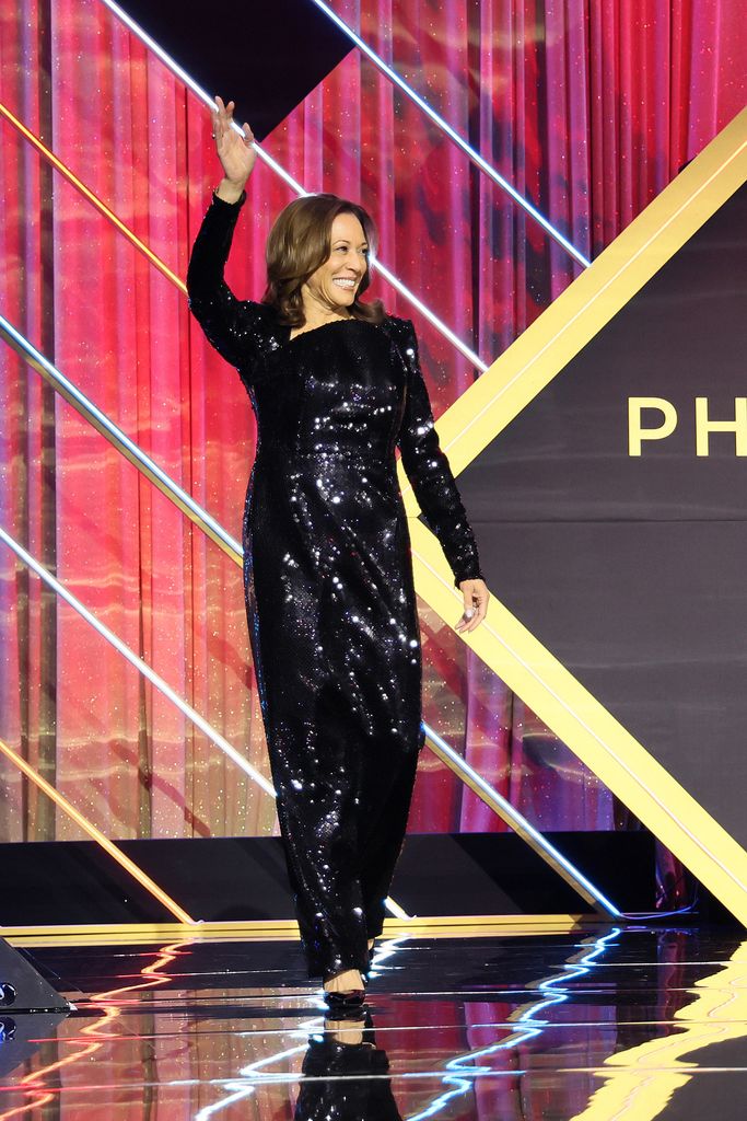 Vice President Kamala Harris seen onstage during The Congressional Black Caucus Foundation's 53rd Annual Legislative Conference  Annual Phoenix Awards Dinner at Walter E. Washington Convention Center on September 14, 2024 in Washington, DC.