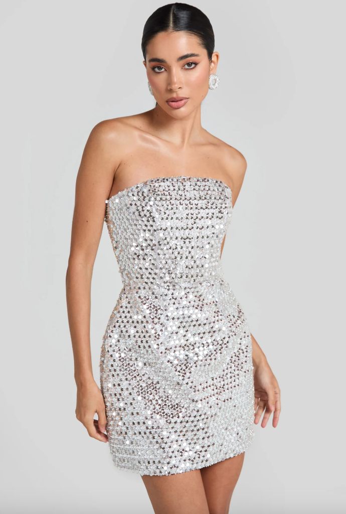 Nadine Merabi silver sequin dress