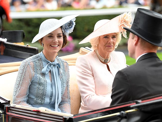 kate middleton and camilla sharing a carriage at ascot