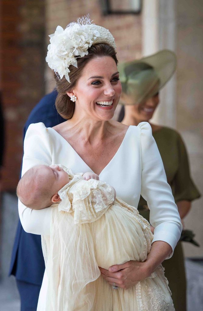 Kate Middleton in white floral headband for Prince Louis of Cambridge christening