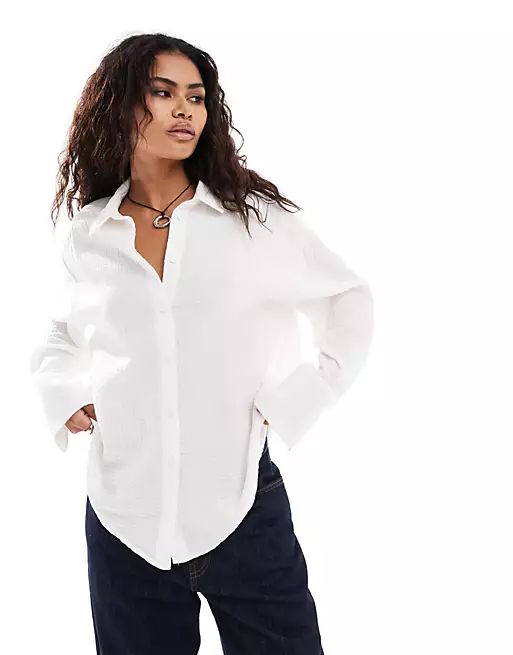 Monki Textured White Shirt