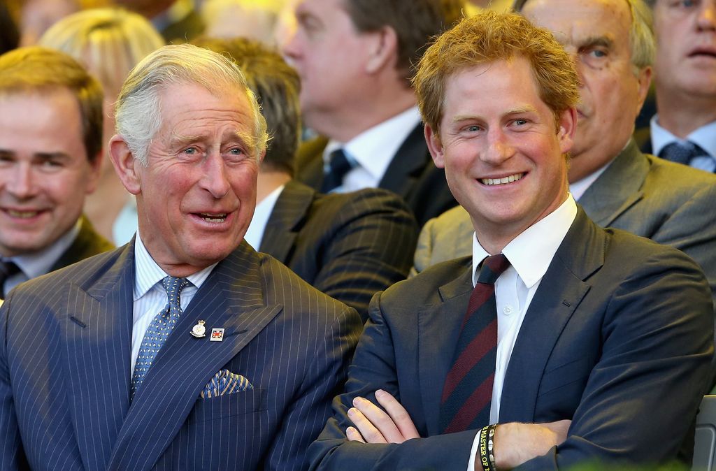 Giddy King Charles spends time with his smiling son Prince Harry