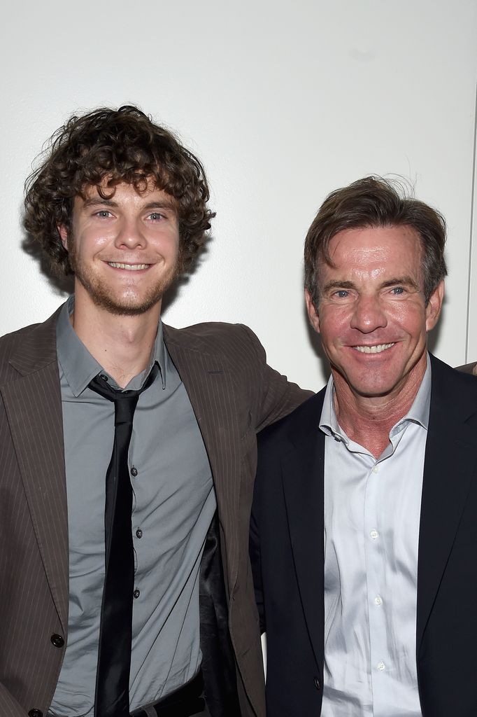 Jack Quaid and Dennis Quaid attend the Armani and Cinema Society Screening of Sony Pictures Classics' "Truth" after party at Armani Ristorante on October 7, 2015 in New York City