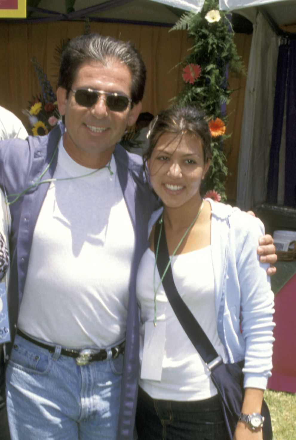 Robert Kardashian and daughter Kourtney Kardashian attending Ninth Annual 'A Time For Heroes' E. Glaser Pediatric AIDS Association Benefit on June 7, 1998 at Ken Roberts home in Brentwood, California