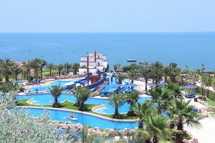 Aerial shot of the swimming pool at Centara Mirage Resort Vietnam