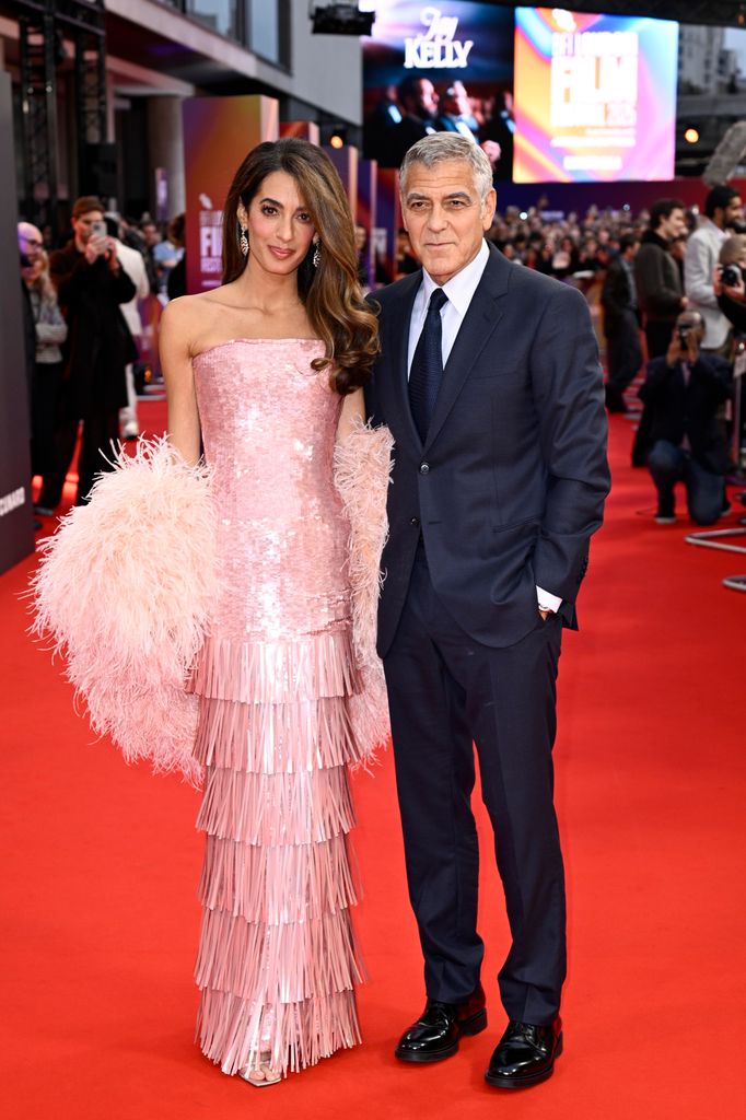 Amal Clooney and George Clooney attend the "Jay Kelly" Headline Gala at the 69th BFI London Film Festival at The Royal Festival Hall on October 10, 2025 in London, England. 