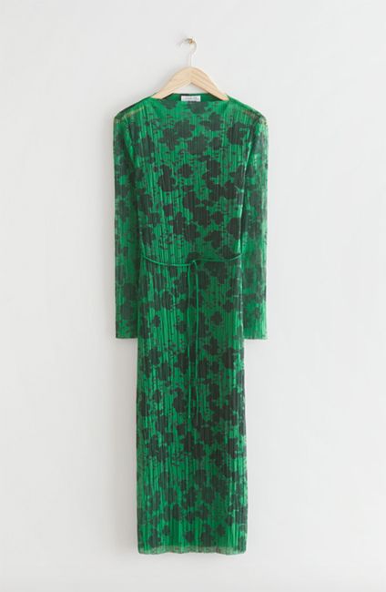 Green floral midi dress
