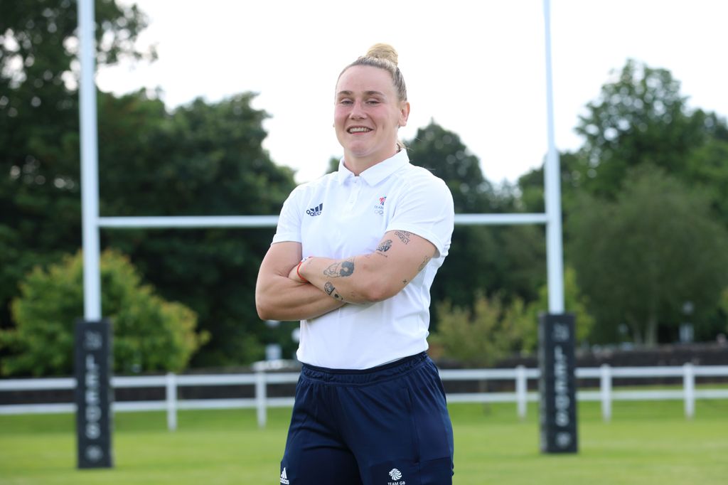 Megan Jones poses for photo during the Team GB Paris 2024 Olympic Games Women's Rugby 7s squad announcement