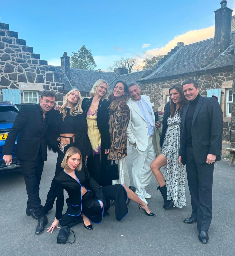 Princess Olympia wearing leg-lengthening flares with group of friends