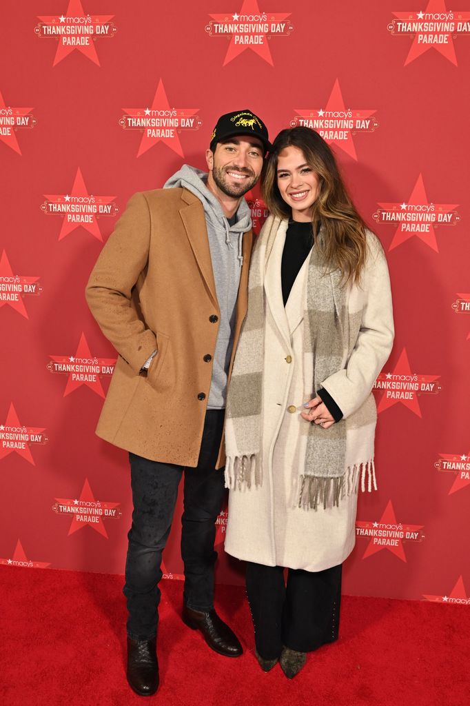 Joey Graziadei and Kelsey Anderson attend the Macy's Thanksgiving Day Parade 2024 VIP Hospitality Suite at Macy's Herald Square on November 28, 2024 in New York City. 