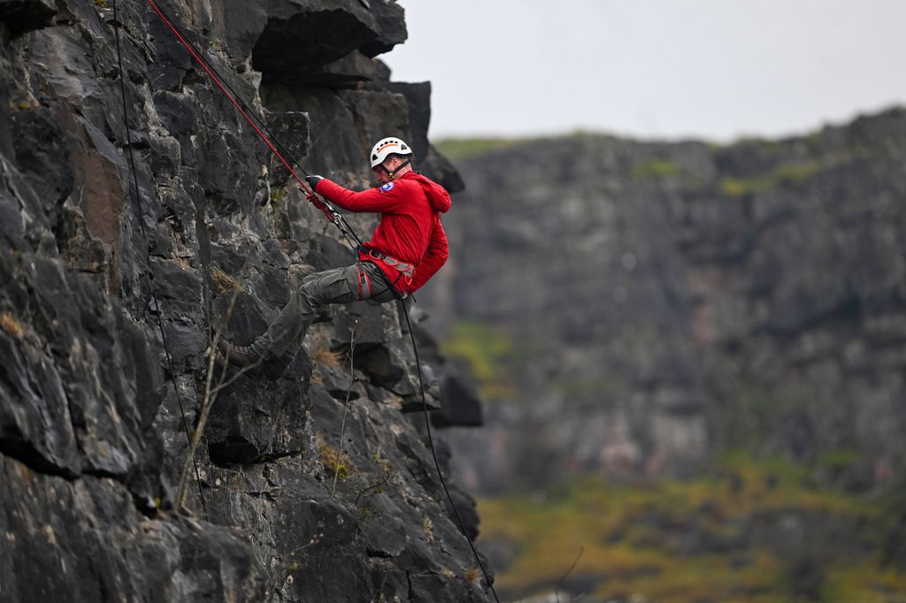 Prince William abseiling in Wales