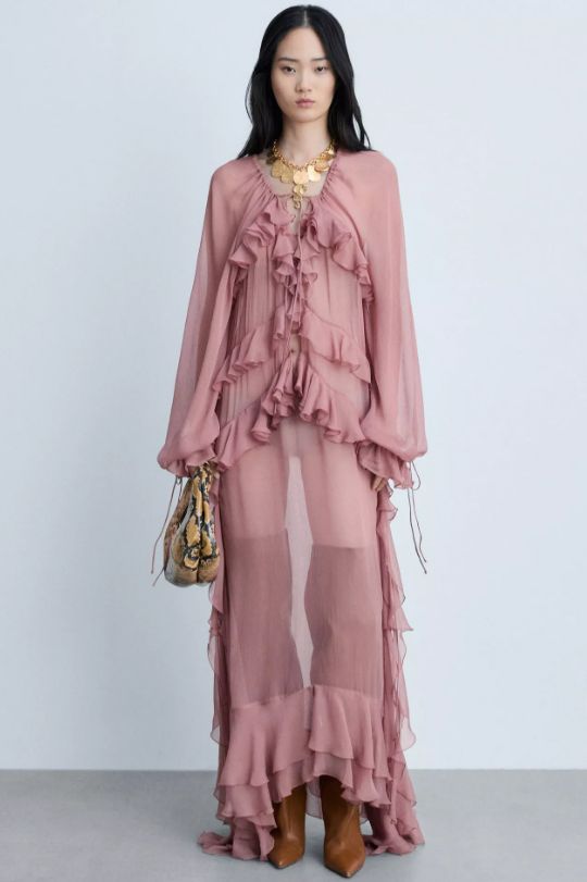 Mango pink ruffle dress