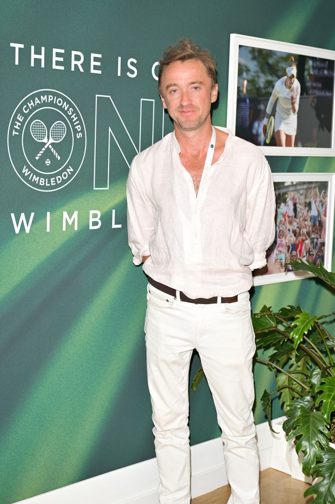 tom felton at wimbledon in white outfit