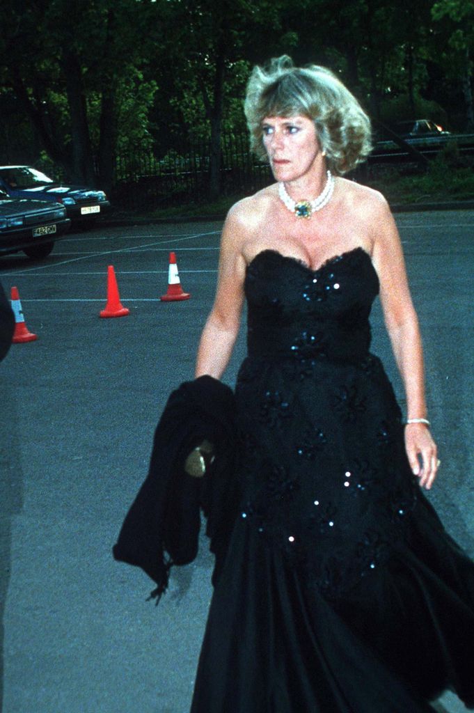 Queen Camilla wears a strapless dress at Windsor Horse Show Ball in 1992