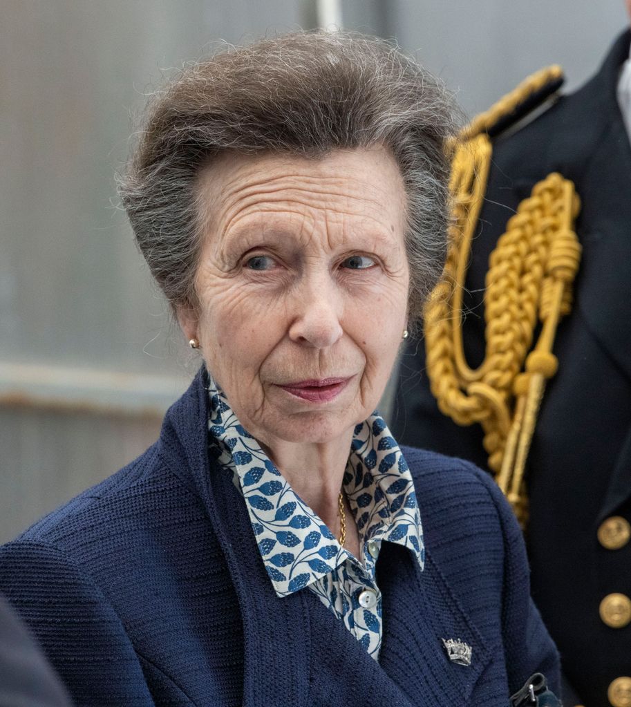Princess Anne in navy shirt and jacket