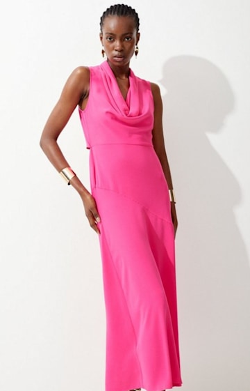 cowl neck karen millen pink dress 