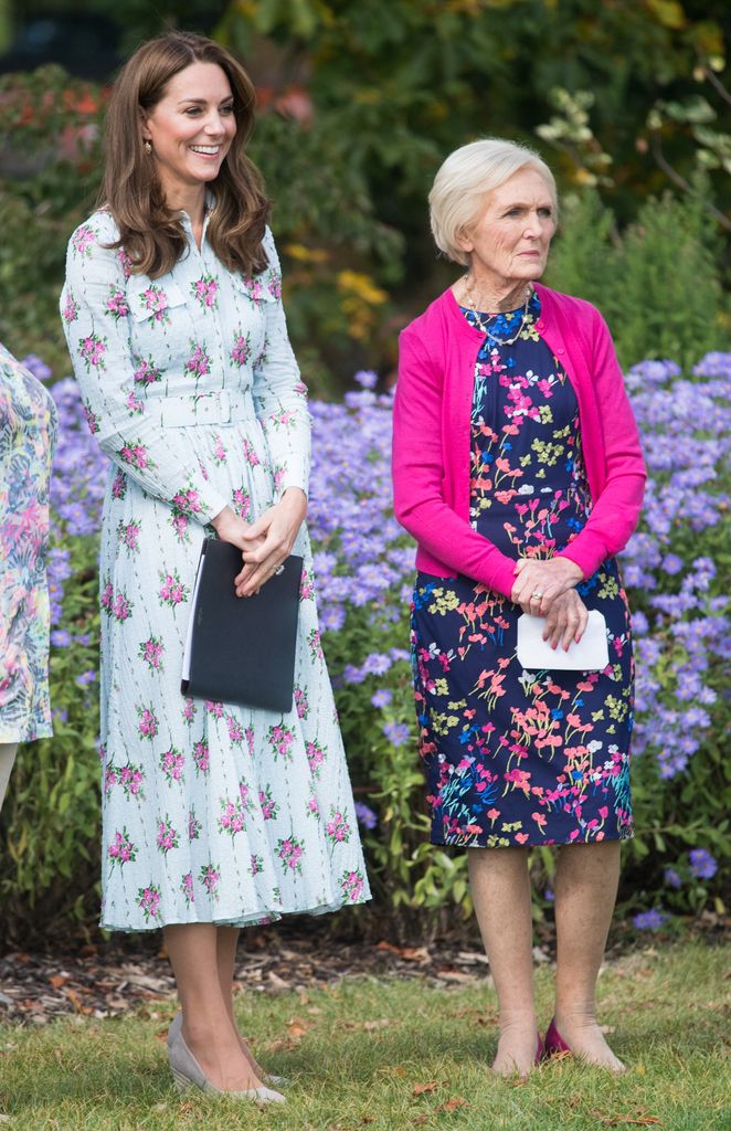 Kate Middleton and  Mary Berry attend the "Back to Nature" festival at RHS Garden Wisley on September 10, 2019 