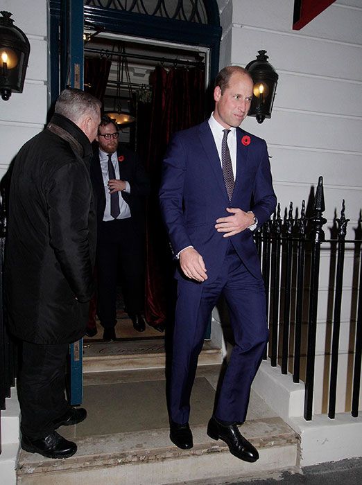 Prince William leaving Oswalds after attending a charity dinner for bereaved children