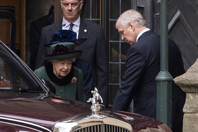 prince andrew in car with the queen