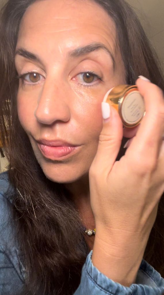 Donna Francis applying blusher at midlife 