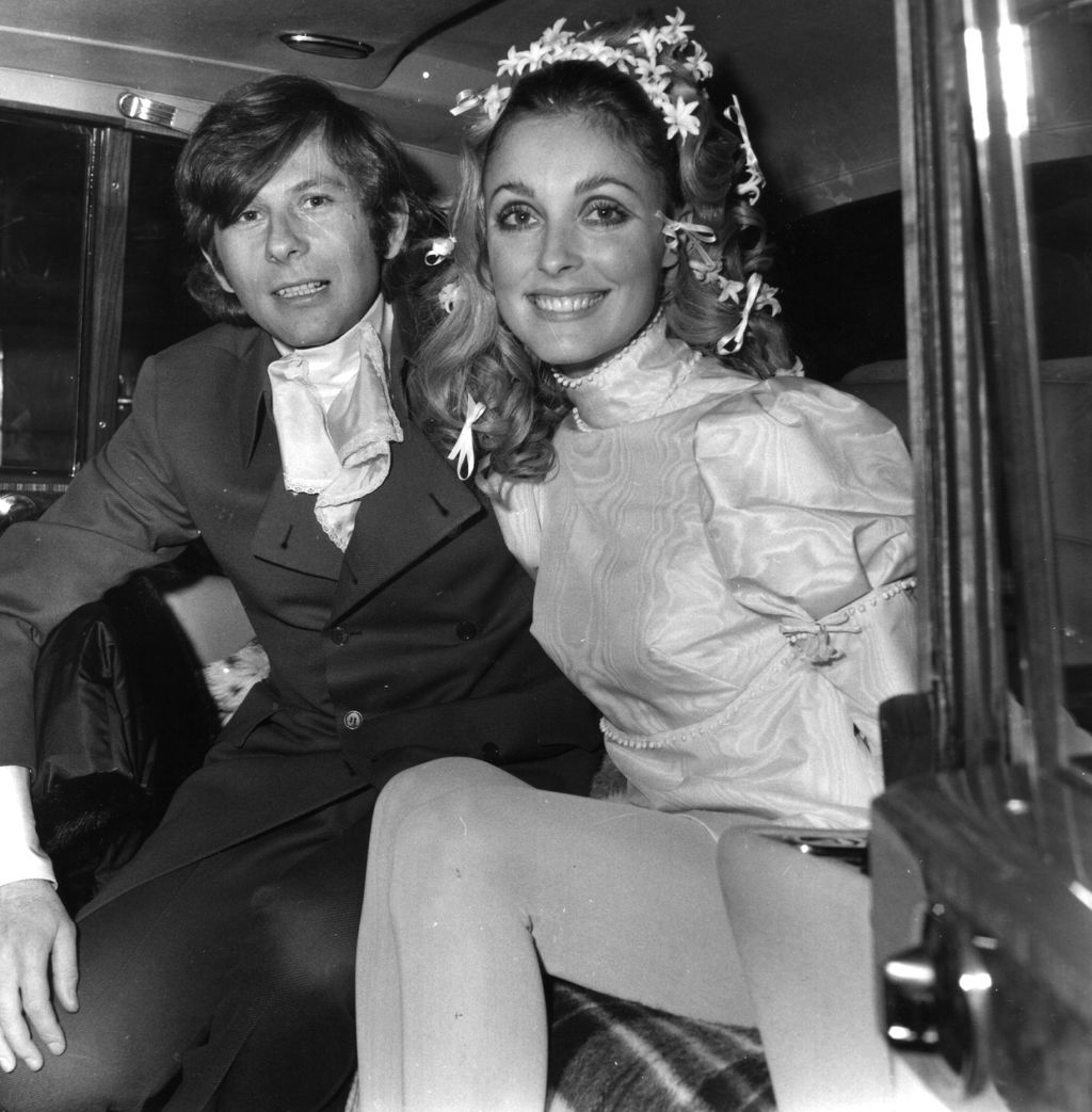 Polish film director Roman Polanski and American actress Sharon Tate (1943 - 1969) at their wedding - she was later killed by members of the Charles Manson cult