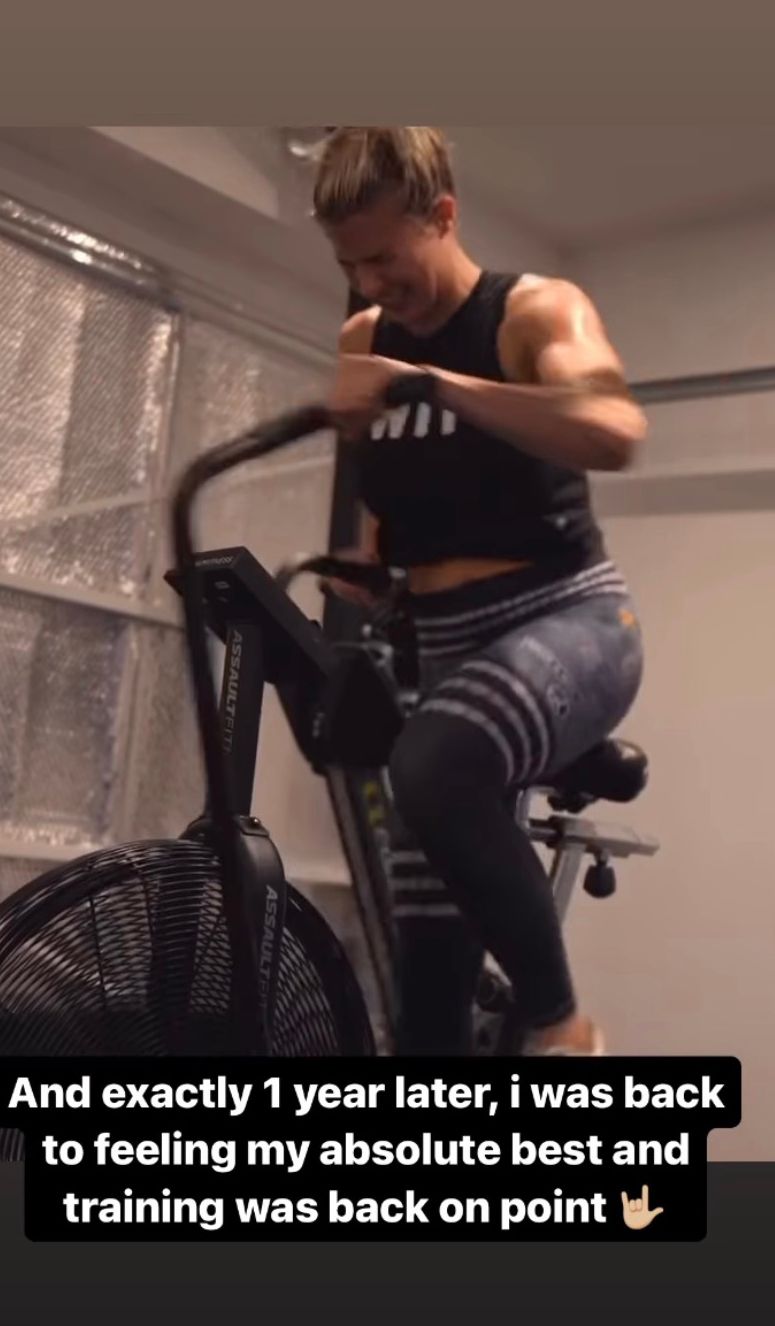 Gemma Atkinson working out in her home gym