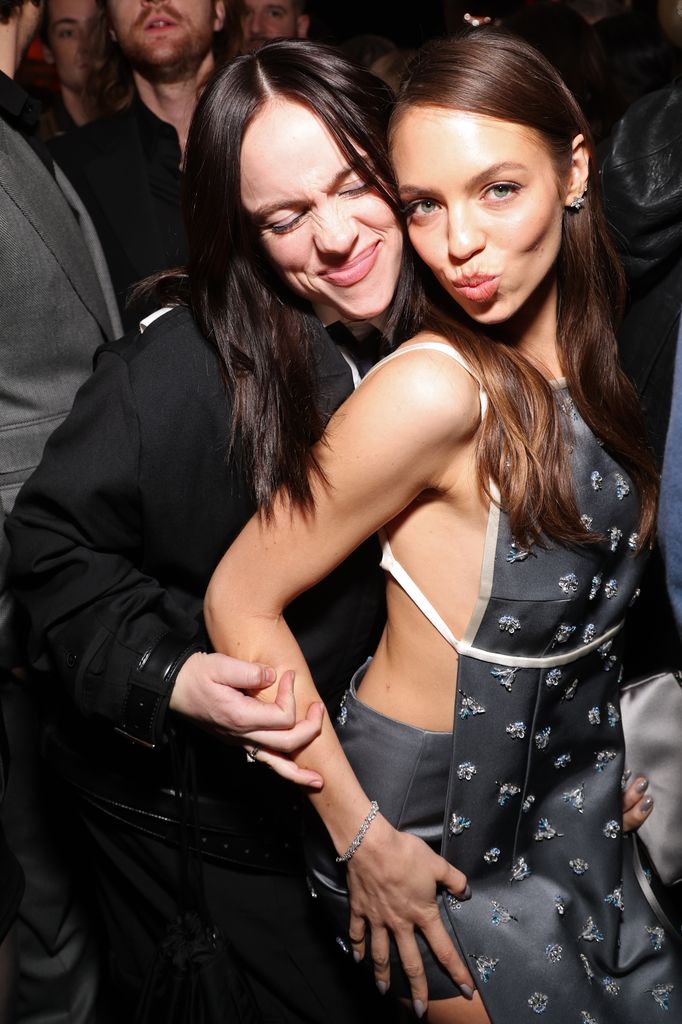 Billie Eilish and Claudia Sulewski attend the W Magazine, Charli XCX, and Saint Laurent Grammy after party at Bar Marmont on February 01, 2026 in Los Angeles, California