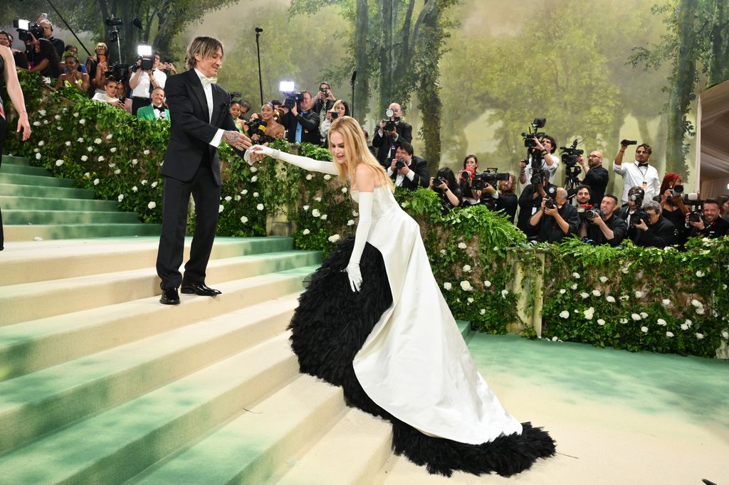 Nicole Kidman walking up the Met Gala steps with Keith Urban