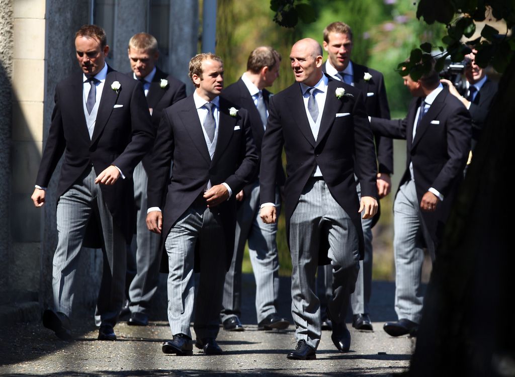 Mike Tindall with his groomsmen on his wedding day