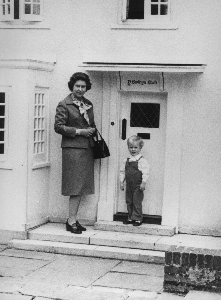 Queen Elizabeth II with her grandson Master Peter Phillips when he visited Y Bwthyn Bach for the first time