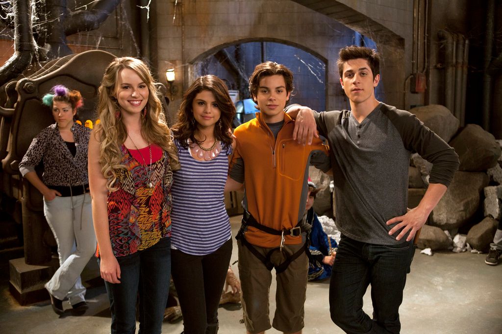 WIZARDS OF WAVERLY PLACE - "Wizards vs. Everything" - Alex, Justin and Max learn from Professor Crumbs that they must use their wizard powers together to defeat Gorog and the dark side, in a new episode premiering FRIDAY, OCTOBER 28 (8:00-8:30 p.m., ET/PT) on Disney Channel. (Photo by Bruce Birmelin/Disney Channel via Getty Images)BRIDGIT MENDLER, SELENA GOMEZ, JAKE T. AUSTIN, DAVID HENRIE