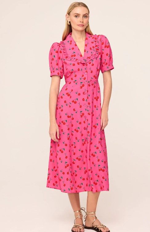 Bethany Pink Cherry Tea Dress by Kitri