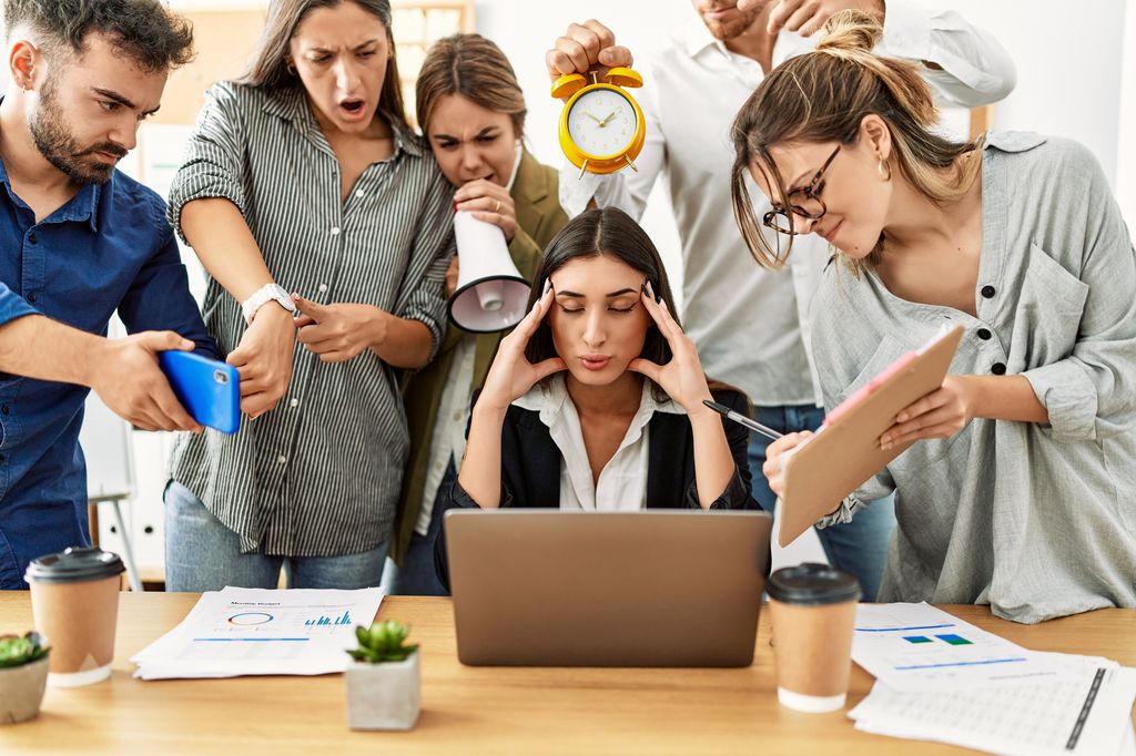 stressed out woman in office