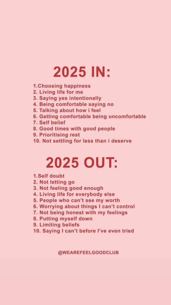 Jessica posted the 2025 'in and out' list onto her Instagram story